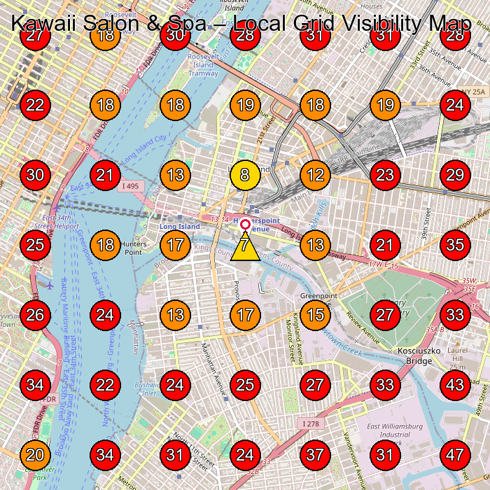 Kawaii Salon & Spa GeoGrid visibility map for Beauty Salon in Long Island City